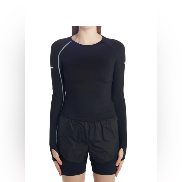Off-White Black Logo Active Long Sleeve T Shirt Top
